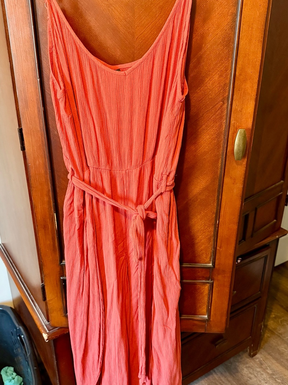 City Chic Coral Maxi Dress with Waist Tie